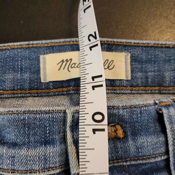 Madewell 9" High Rise Skinny Blue Distressed Raw Hem Jeans Size 29 - Picture 13 of 15